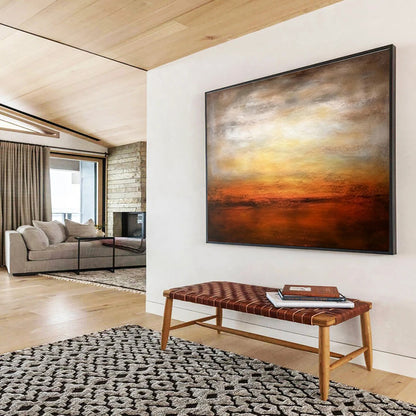 Orange - Yellow Sunset Seaside Abstract Art for Bold Dining Room DLZ2727