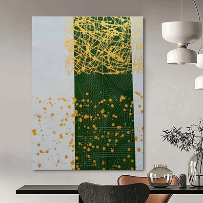 Yellow - Green Splatter Abstract Art for Bohemian Café & Artistic Playroom DLZ0776