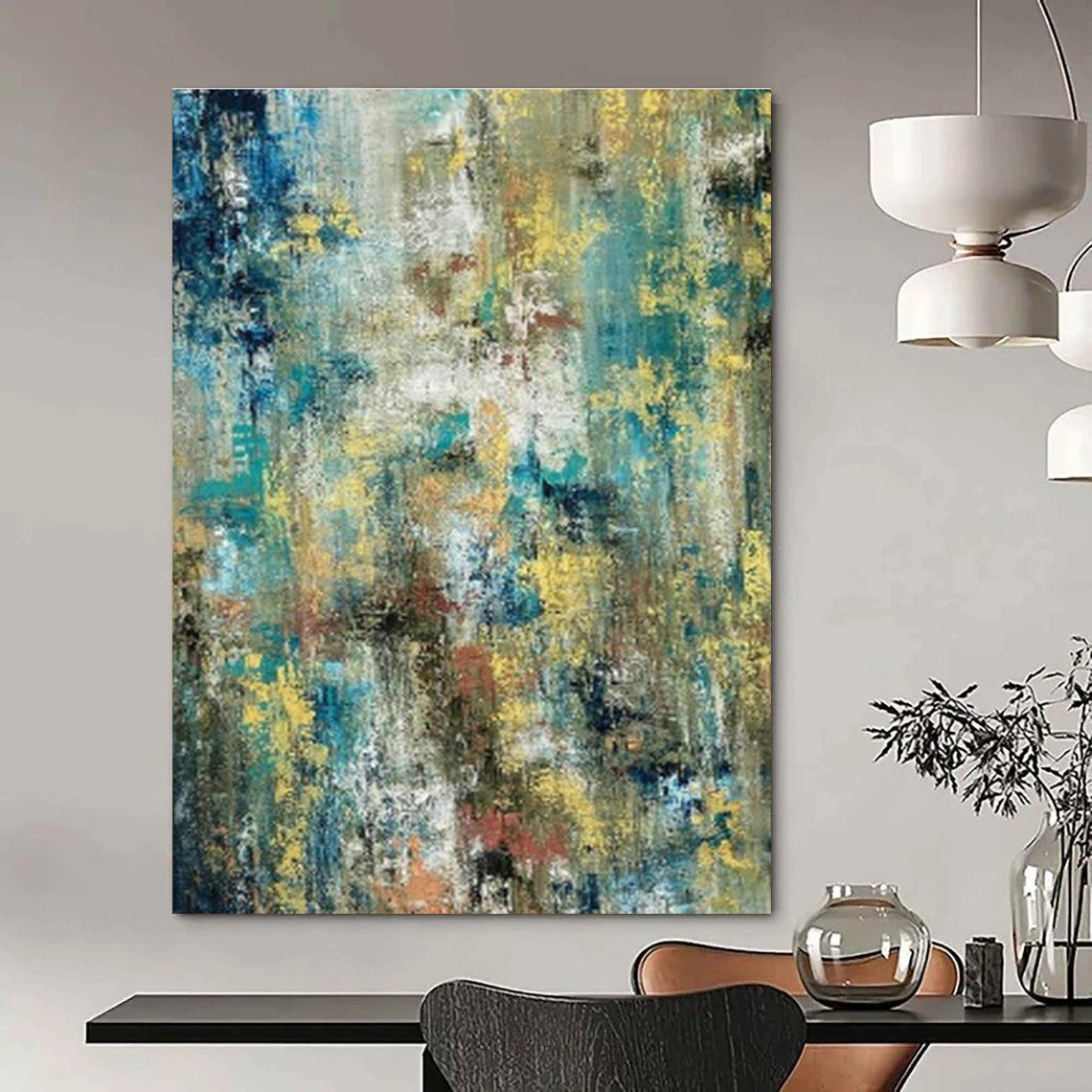 Colorful Pointillism - Style Abstract Art for Art Gallery Café Spaces DLZ0034