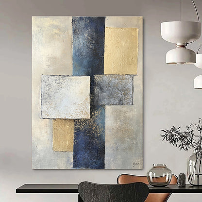Geometric Gold & Blue Art for Dining Room & Hallway STSC715