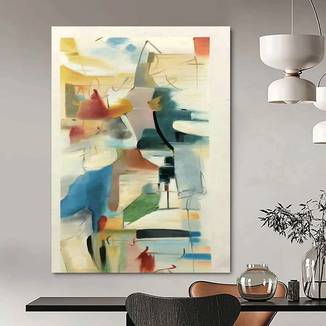 Colorful Lines Abstract Art for Creative Studio & Modern Café DLZ1450
