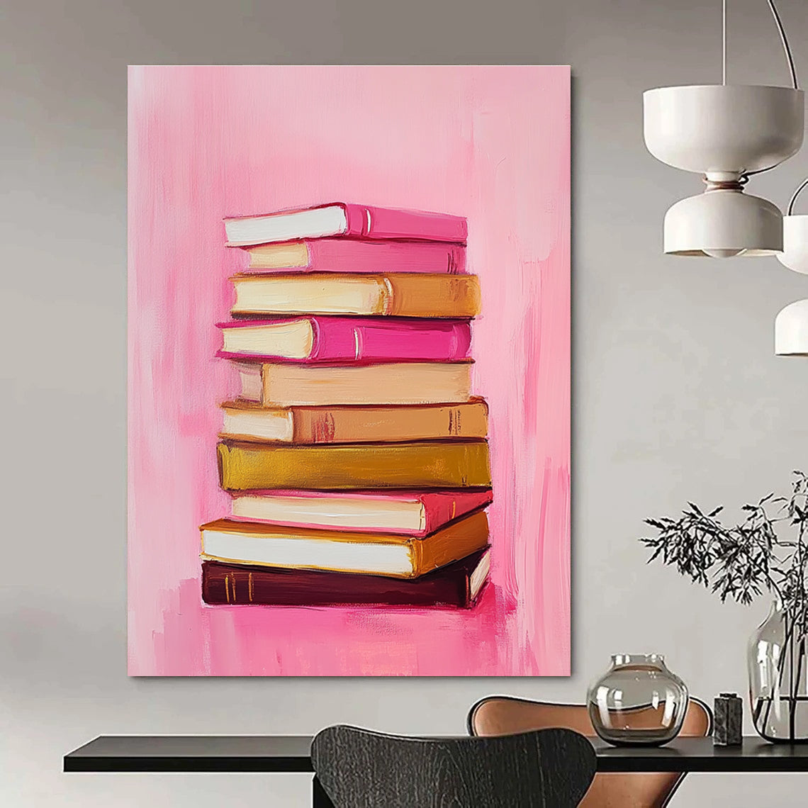 Pink Stack of Books for Book Lover’s Bedroom & Literary Café STSC1209