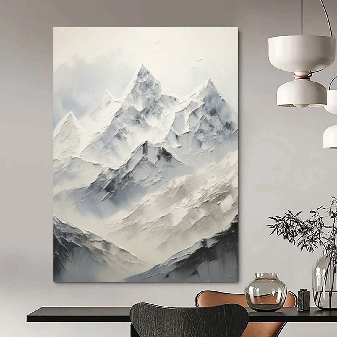 Snow - Mountain Abstract Art for Ski Lodge & Nature - Inspired Home DLZ1255