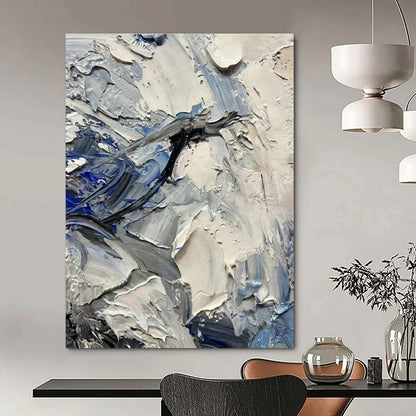 Blue - Gray Impasto Abstract Art for Coastal Home & Art Café DLZ1264
