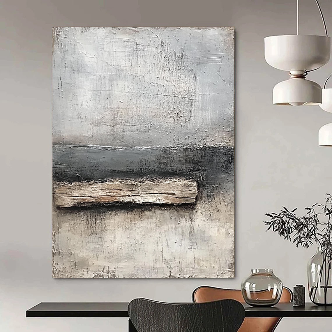 Gray - Brown Textured Abstract Art for Industrial - Themed Home & Artistic Workshop STSC138