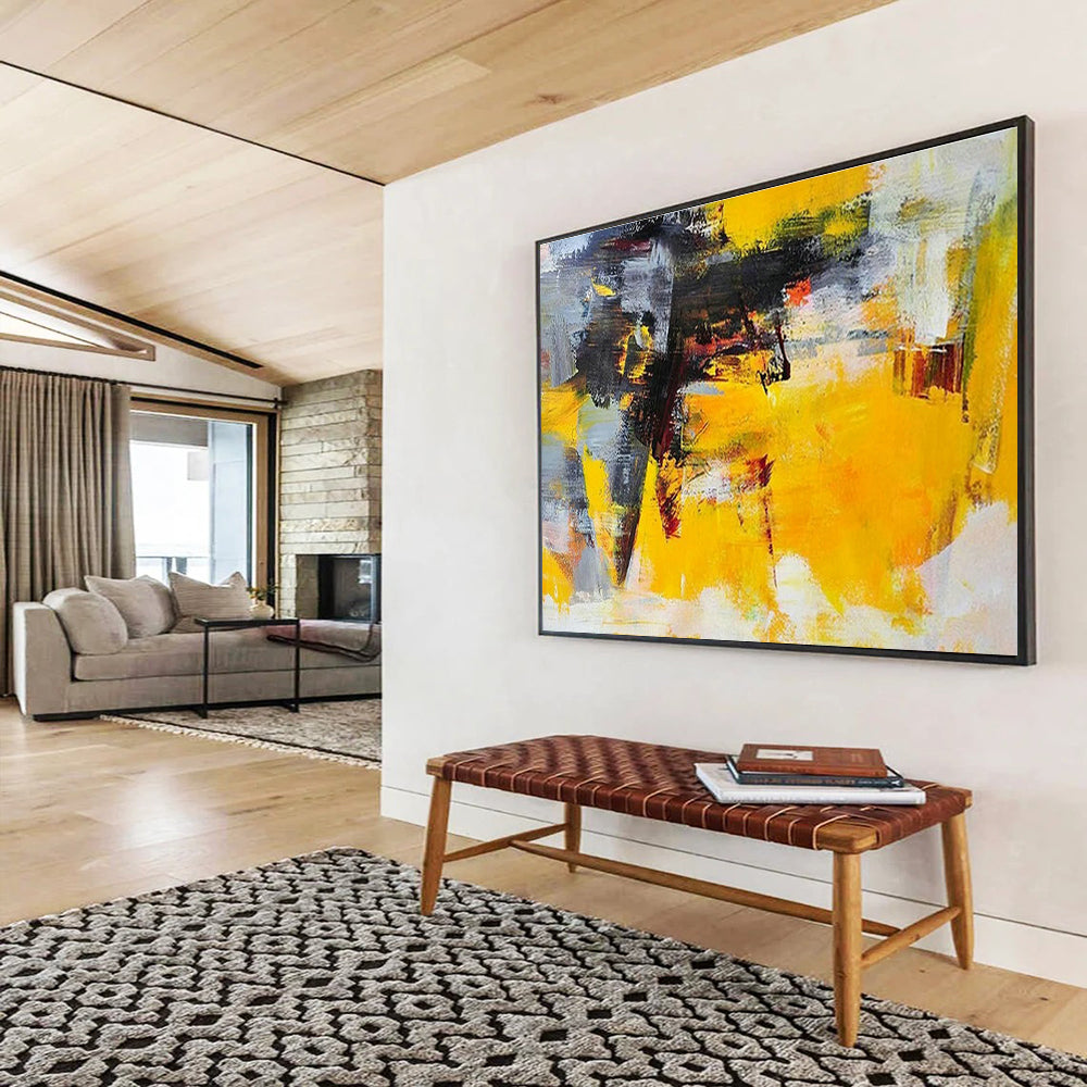 Yellow - Grey Clash Abstract Art for Modern Living Room DLZ2813