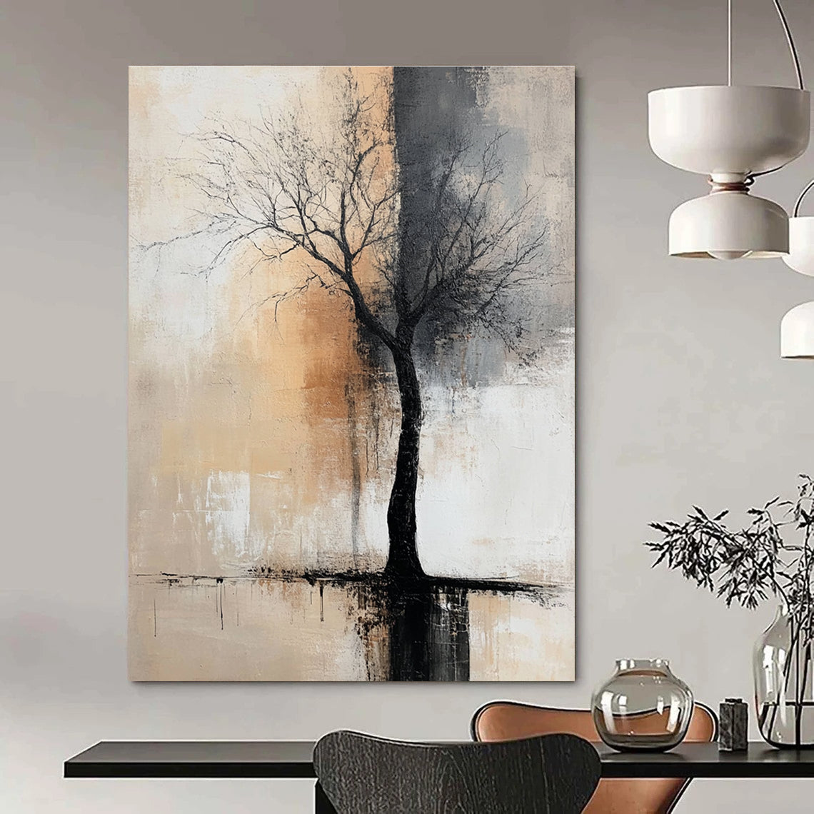 Bare Tree Abstract Reflection for Minimalist Bedroom & Nature - Inspired Office STSC492