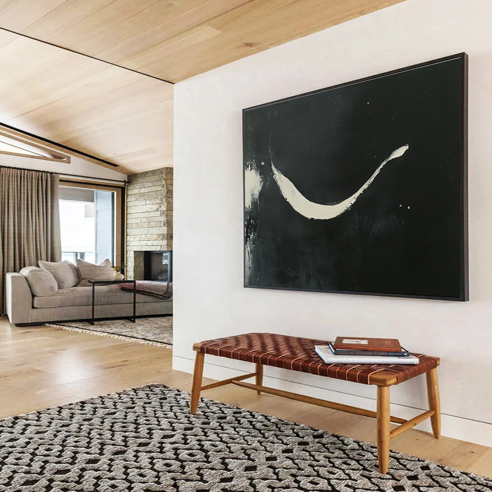 Black and White Stroke Art for Minimalist Bedroom & Modern Gallery SC186