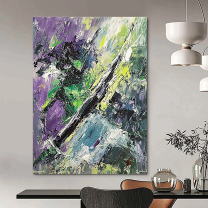 Abstract Green and Purple for Modern Art Studio & Bohemian Living Room STSC881