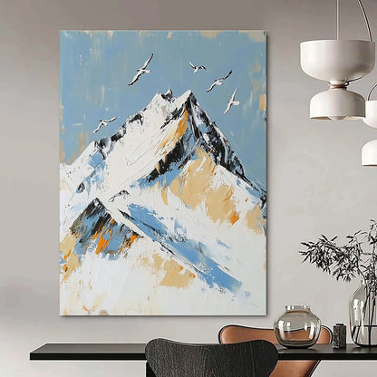 Abstract Mountain with Birds Art for Nature - Lover’s Home Library & Adventure - Themed Bedroom STSC1365