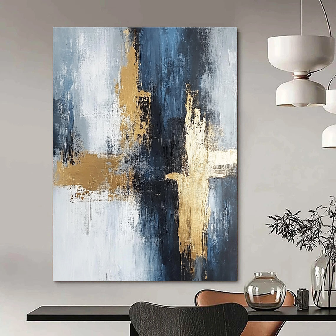 Blue and Gold Abstract for Luxury Spa Lounge & Elegant Dining Room STSC433