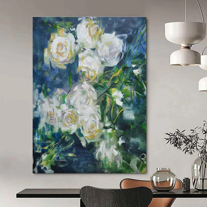 White Flower Oil Painting for Botanical Garden Center & Romantic Home Bedroom DLZ1779