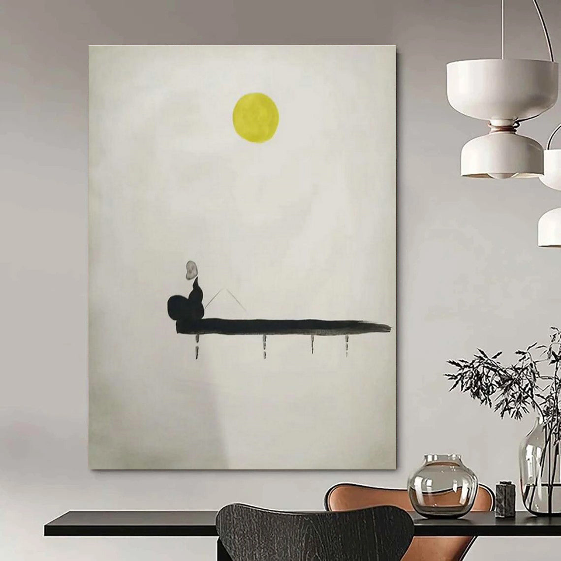 Moonlit Fishing Serenity Art for Coastal Bedroom & Zen Meditation Space DLZ2262