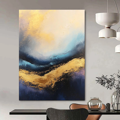 Gold and Blue Abstract Wave for Luxury Yacht Club & Opulent Living Room STSC333