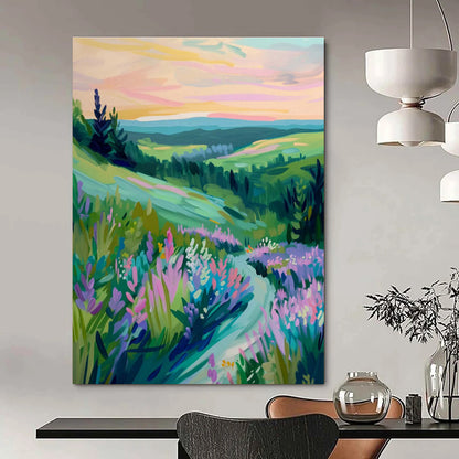 Valley Landscape Oil Painting for Wellness Retreat & Garden Villa DLZ0655