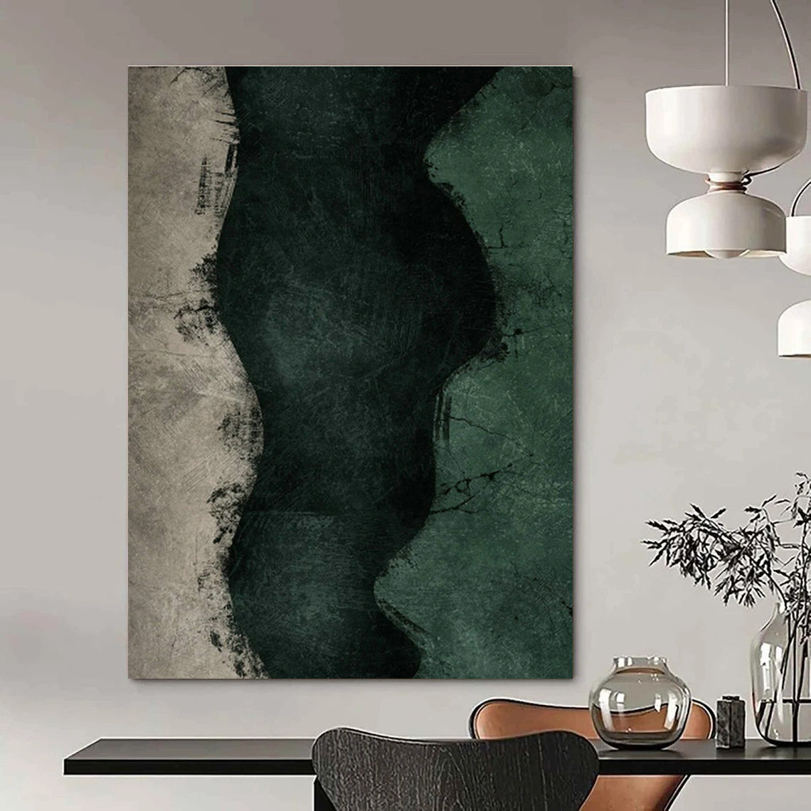 Textured Green Waves Art for Coastal - Inspired Bathroom & Nature - Themed Spa DLZ1378