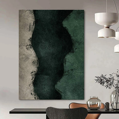 Textured Green Waves Art for Coastal - Inspired Bathroom & Nature - Themed Spa DLZ1378