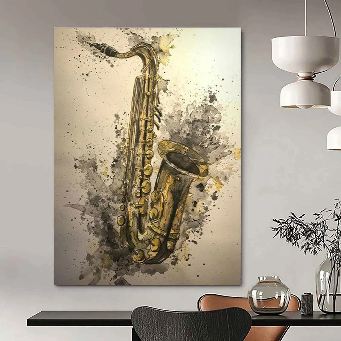 Watercolor Saxophone Art for Jazz Club & Music Studio DLZ2340