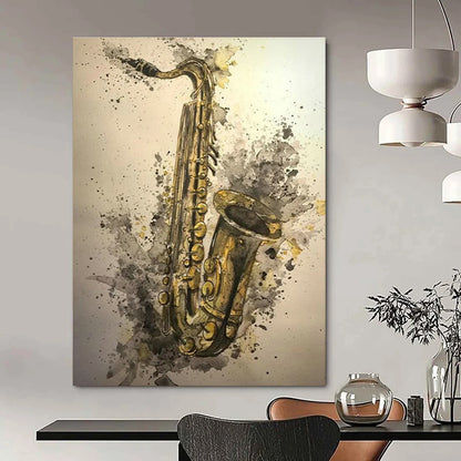 Watercolor Saxophone Art for Jazz Club & Music Studio DLZ2340