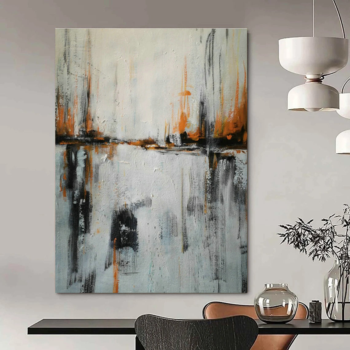 Orange - Black Reflection Abstract Art for Studio & Loft Apartment DLZ0562