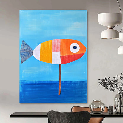 Patchwork Fish on Stick for Quirky Coastal Restaurant & Art - Loving Beach House STSC996