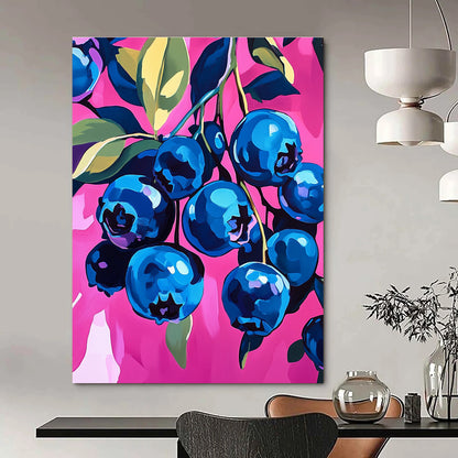 Blueberries on Pink for Gourmet Kitchen & Modern Fruit - Themed Café STSC1226