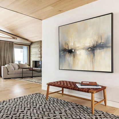 Neutral Toned Abstract Landscape Art for Industrial - Chic Loft & Minimalist Living Room SC227