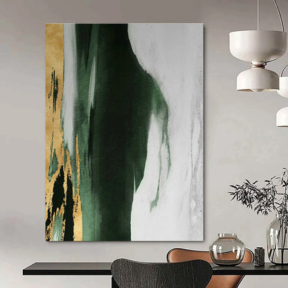 Gold & Green Fusion Abstract Art for Modern Living Room & Boutique Hotel Lounge DLZ1211