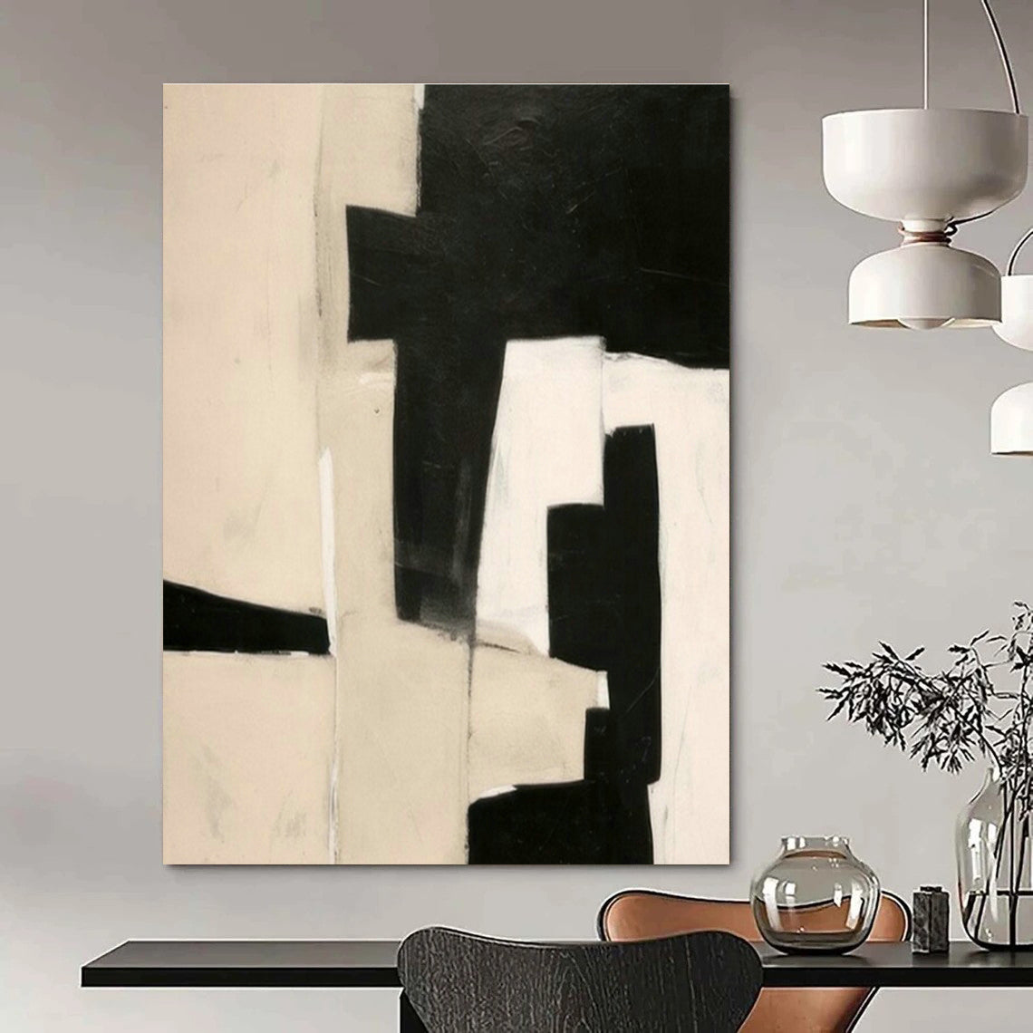 Black - White Geometric Abstract Art for Modern Art Institute & Architectural Firm DLZ1935
