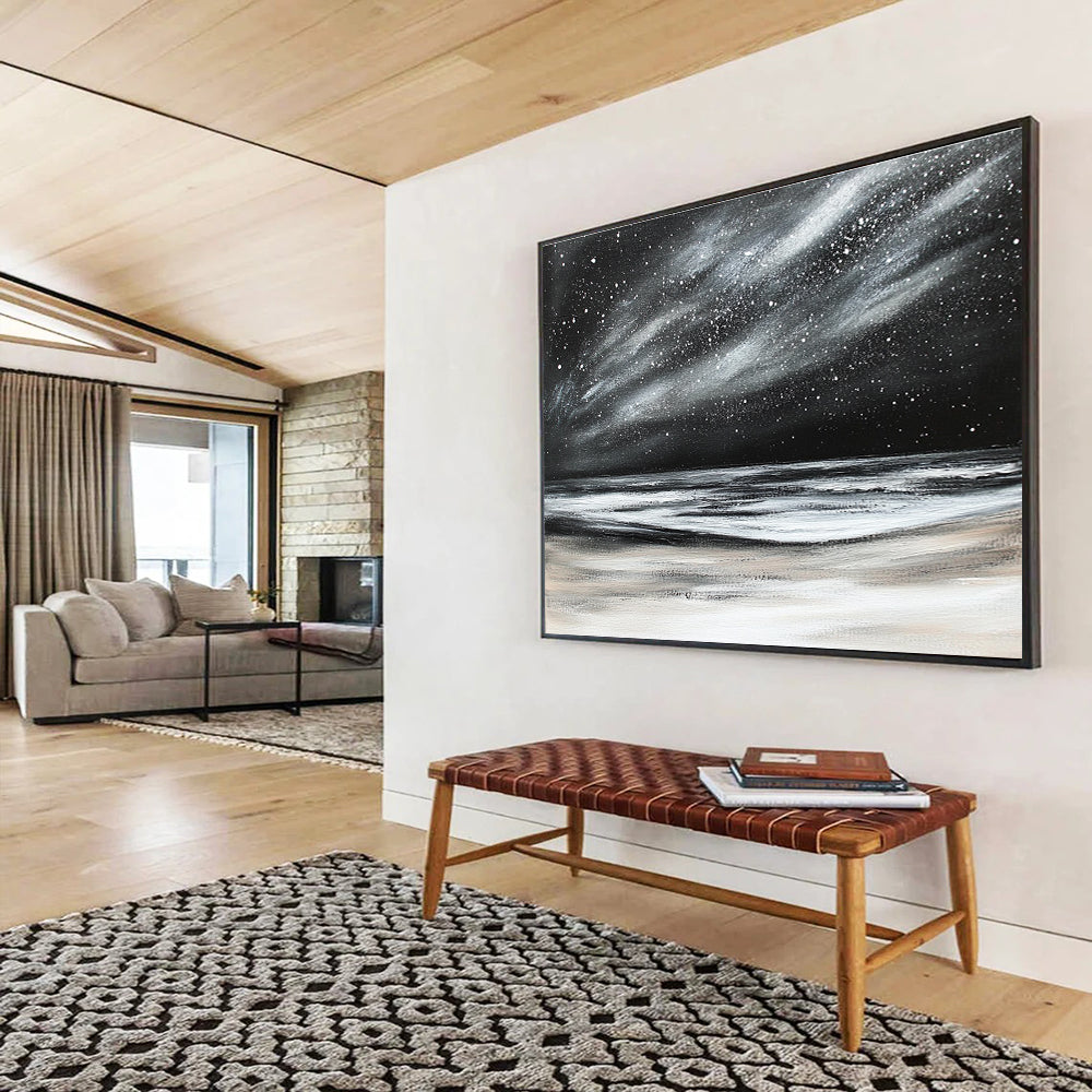 Starry Night Seascape Art for Nautical - Themed Bedroom & Serene Meditation Space SC295