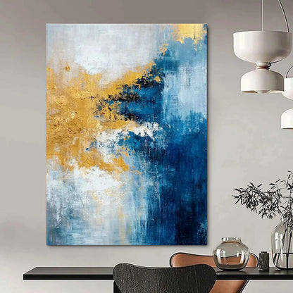 Blue - Gold Abstract Art for Beachfront Condo & Art - Lovers’ Living Room DLZ1906