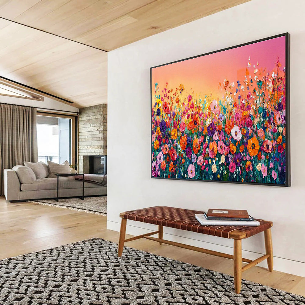 Vibrant Flower Field Art for Cheerful Sunroom Ambiance DLZ3064