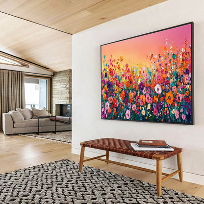 Vibrant Flower Field Art for Cheerful Sunroom Ambiance DLZ3064