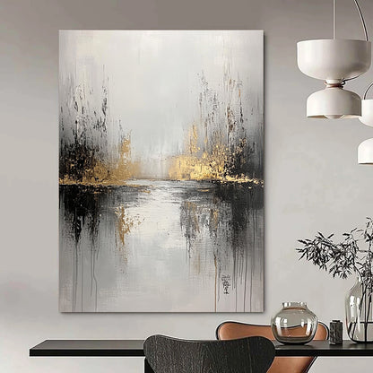 Grey and Gold River Abstract for Serene Home Library & Luxury Spa Retreat STSC396