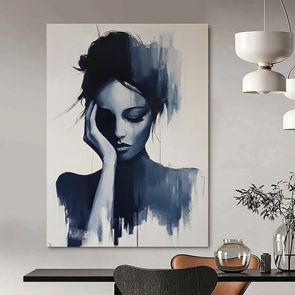 Monochromatic Woman’s Portrait Art for Minimalist Bedroom & Art - Focused Therapy Office STSC1378