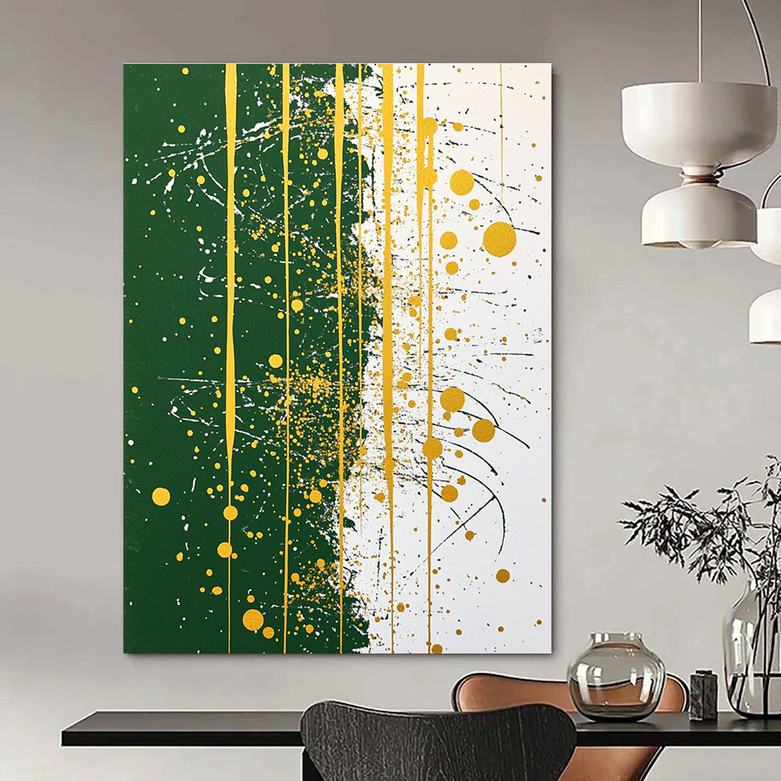 Green and Gold Splatter for Modern Art Gallery & Luxury Hotel Lobby STSC1172