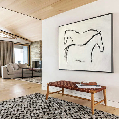 Minimalist Two - Horse Line Art for Rustic Ranch House Studies DLZ3135