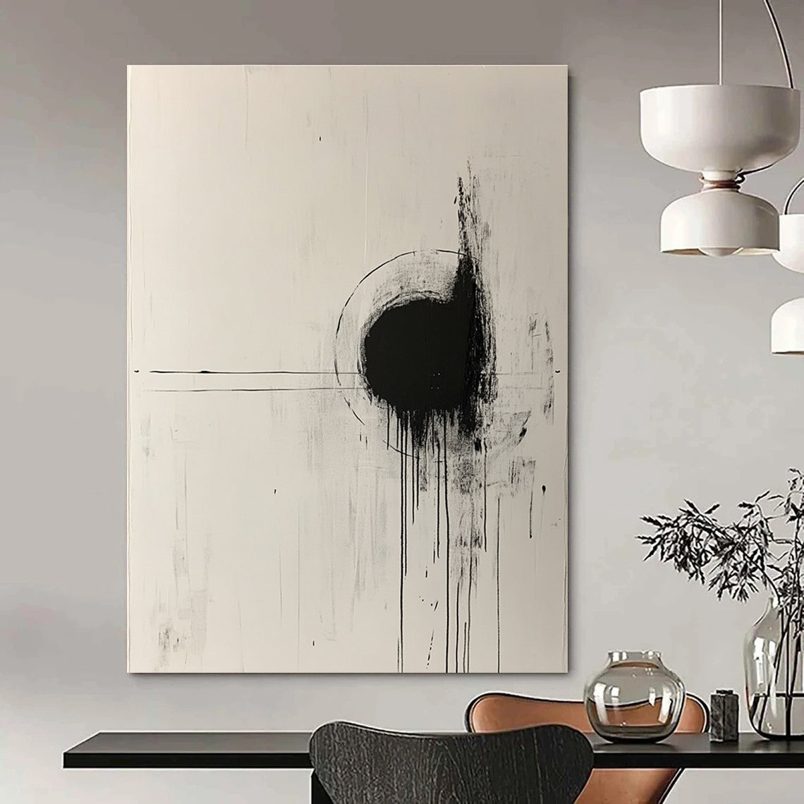 Black and White Drip Abstract for Modern Art Gallery & Edgy Urban Loft STSC568