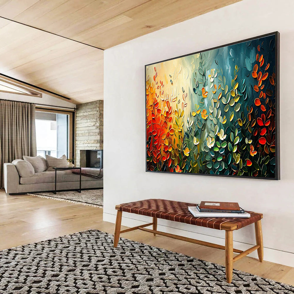 Textured Colorful Plants Oil Painting for Nature - Lover’s Living Rooms DLZ3095