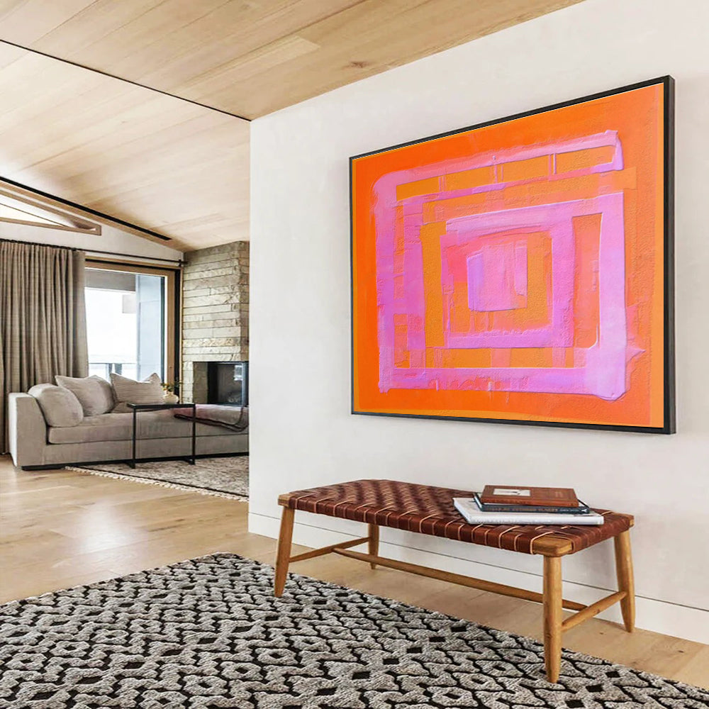 Orange - Pink Geometric Art for Bold Home Office DLZ2752