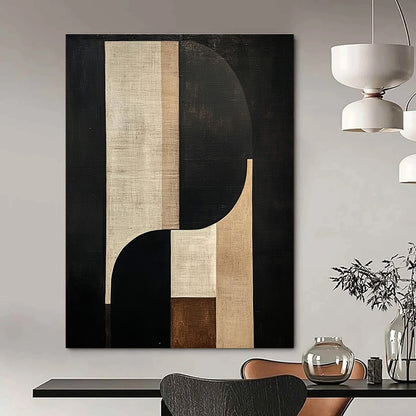 Abstract Geometric Shapes in Black and Beige Art for Minimalist Home Entryway & Modern Art Museum STSC1058