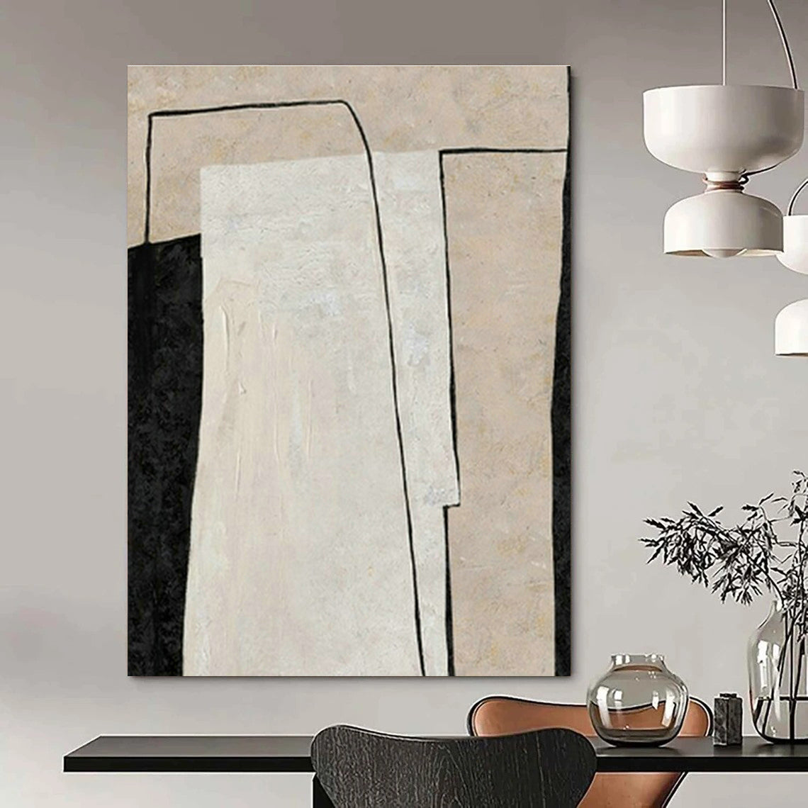Black - White Geometric Art for Minimalist Living Room & Art Gallery DLZ2041