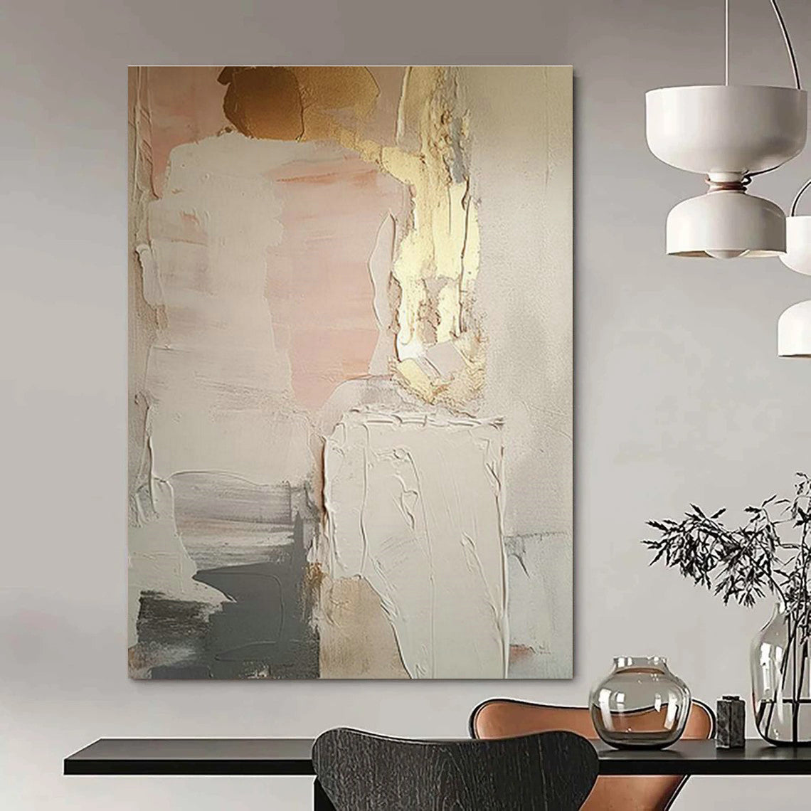 Pink - Gold Textured Art for Feminine Spa Waiting Areas DLZ0130