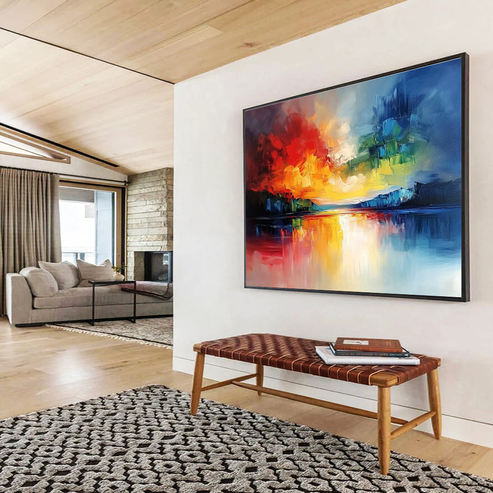 Colorful Lake Reflection Art for Art - Lovers’ Café & Bold Home Office SC077