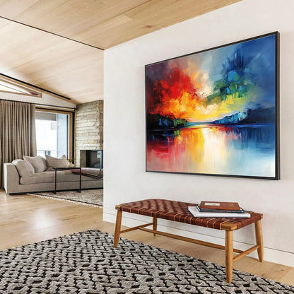 Colorful Lake Reflection Art for Art - Lovers’ Café & Bold Home Office SC077