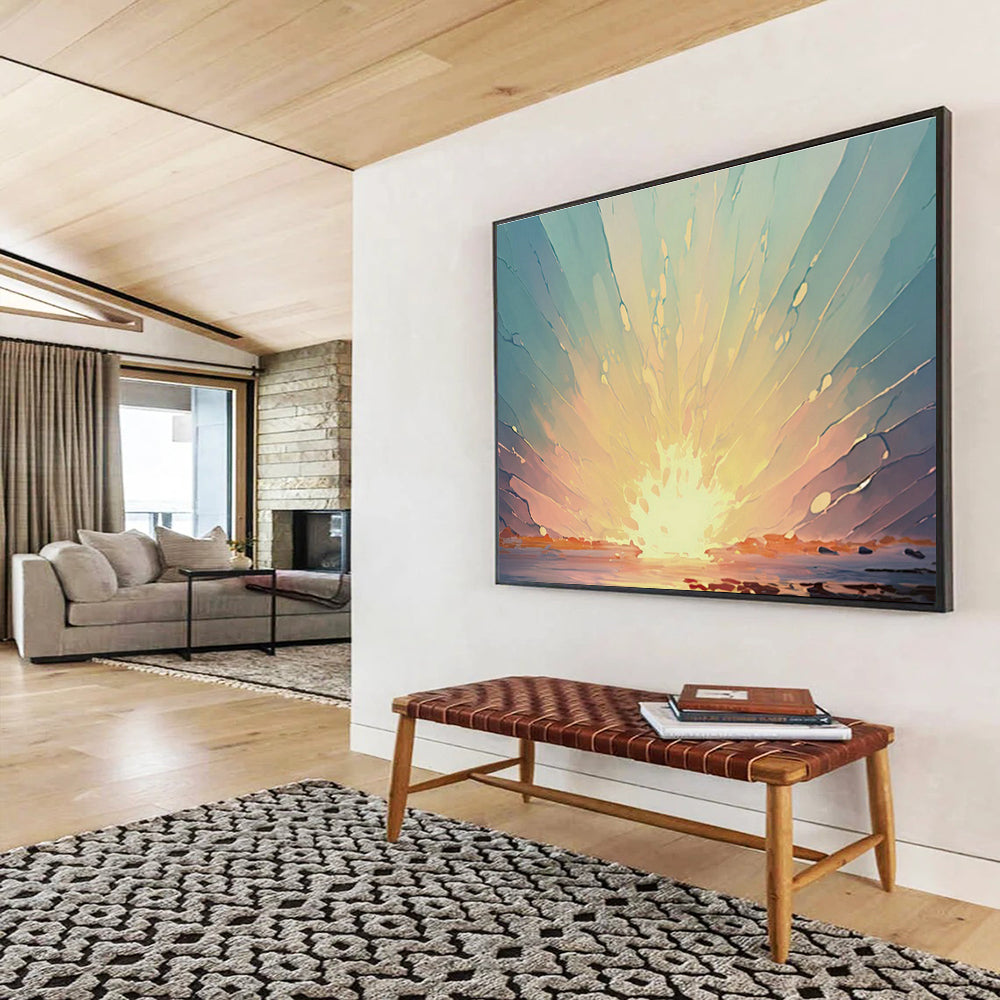 Vibrant Sunrise Abstract Art for Inspirational Yoga Studio DLZ3049