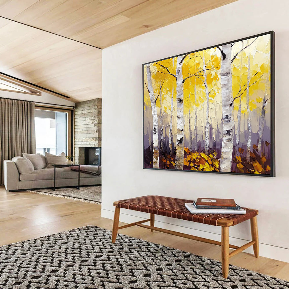 Golden Birch Forest Art for Autumn - Themed Restaurant & Rustic Home SC407