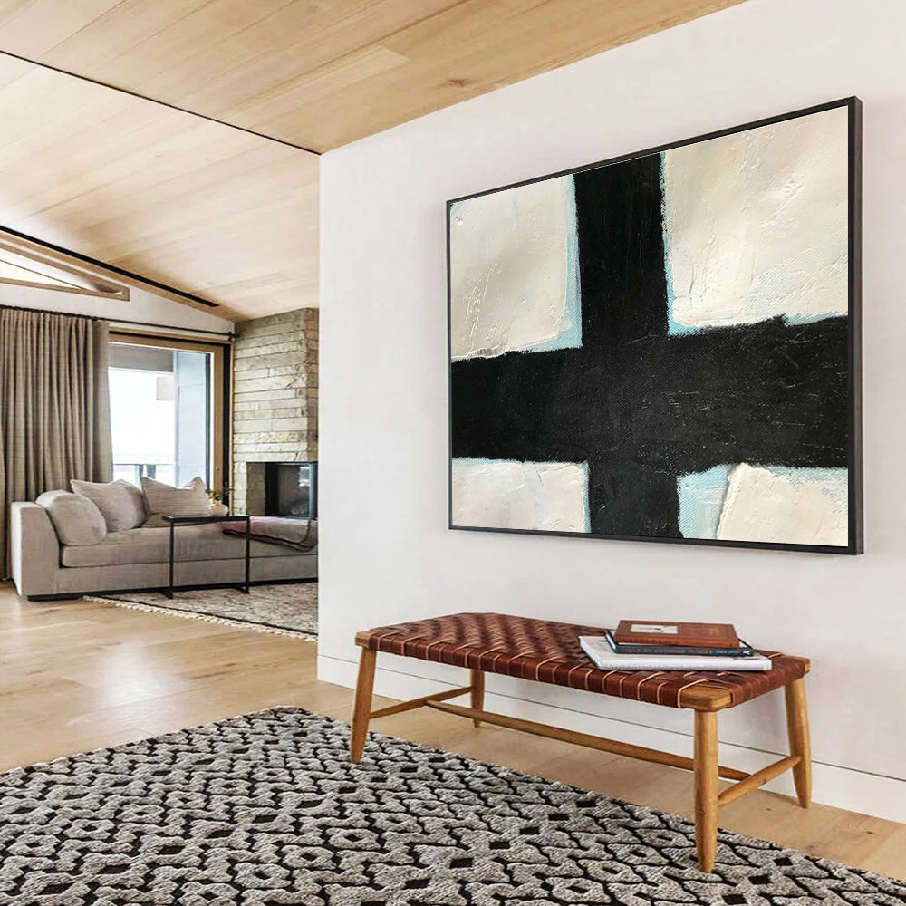 Black - White Cross Abstract Art for Minimalist Church Chapels DLZ2564