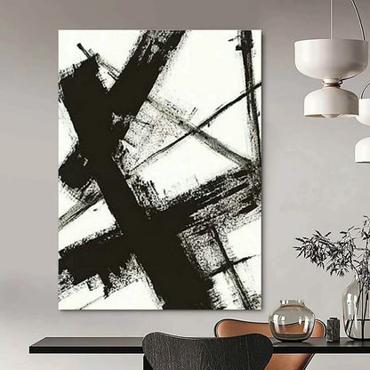 Black and White Ink Abstract Art for Minimalist Gallery & Zen - Inspired Home Study DLZ1592