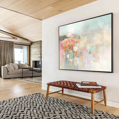 Soft Floral Abstract Landscape Art for Romantic Bedroom & Feminine Café SC310